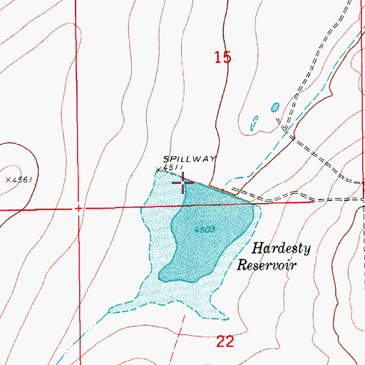 Topographic Map of Hardesty Dam, CO