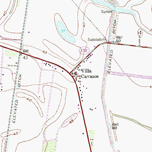 Topographic Map of Villa Cavazos Colonia, TX