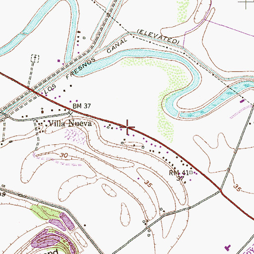 Topographic Map of Villa Nueva Colonia, TX