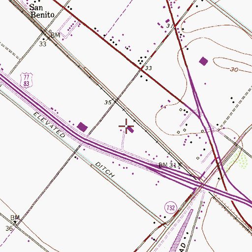 Topographic Map of Expressway 83-77 Colonia, TX