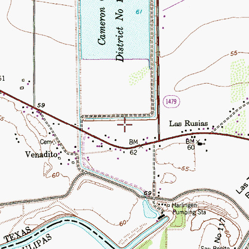 Topographic Map of Los Nogales Estates Colonia, TX