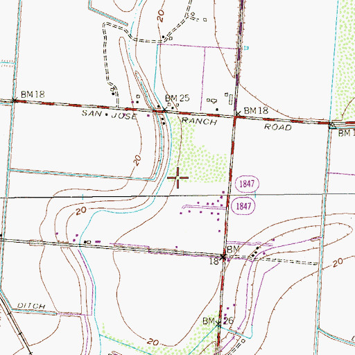 Topographic Map of Lourdes Street Colonia, TX