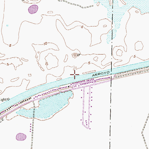 Topographic Map of Arroyo City Subdivision Colonia, TX