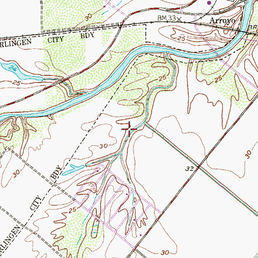 Topographic Map of Arroyo Colorado Estates Colonia, TX