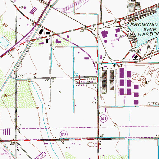 Topographic Map of Barrios Colonia, TX