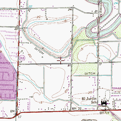 Topographic Map of Bautista Colonia, TX