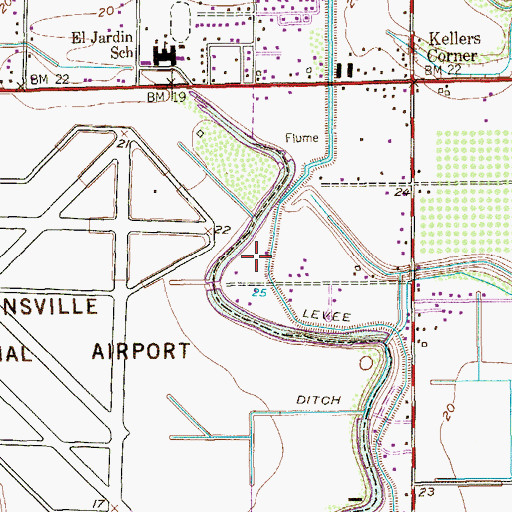 Topographic Map of Betty Acres Colonia, TX