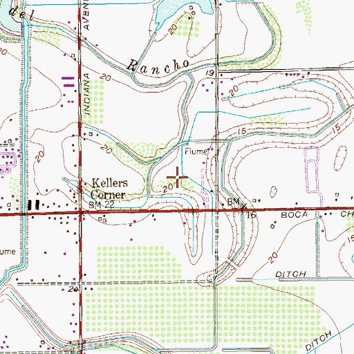Topographic Map of Boca Chica and Medford Colonia, TX