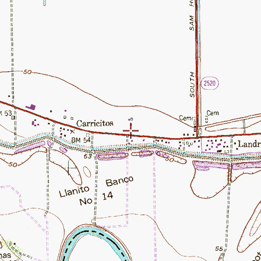 Topographic Map of Carricitos-Landrum Colonia, TX