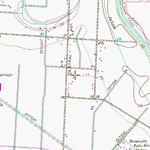 Topographic Map of Central Estates Colonia, TX