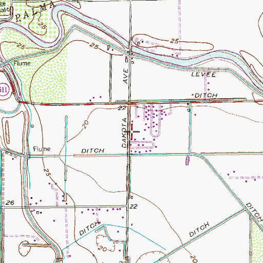 Topographic Map of Dakota Mobile Home Park Colonia, TX