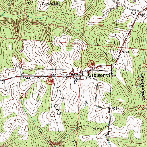 Topographic Map of Gibisonville Post Office (historical), OH