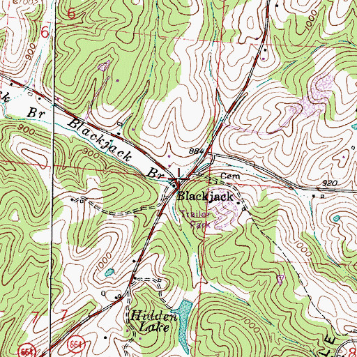 Topographic Map of Blackjack Post Office (historical), OH
