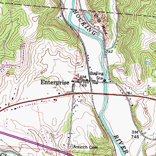 Topographic Map of Enterprise Post Office (historical), OH