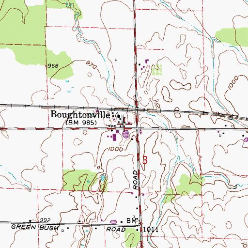 Topographic Map of Boughtonville Post Office (historical), OH