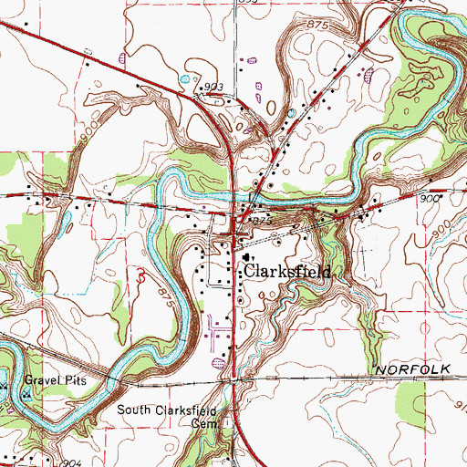 Topographic Map of Clarksfield Post Office (historical), OH