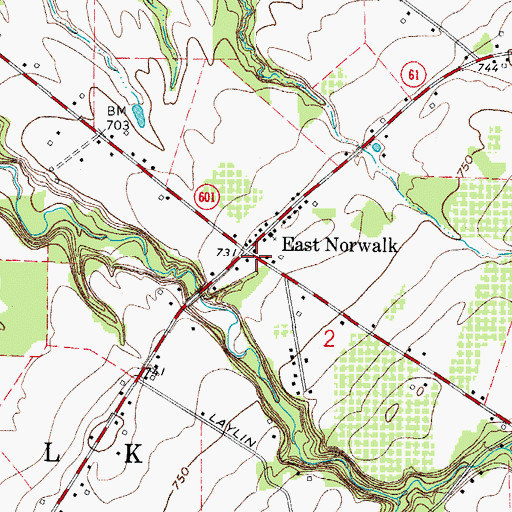 Topographic Map of East Norwalk Post Office (historical), OH