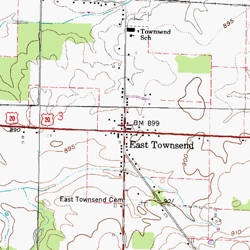 Topographic Map of East Townsend Post Office (historical), OH