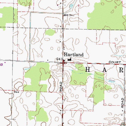 Topographic Map of Hartland Post Office (historical), OH