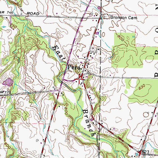 Topographic Map of Peru Office (historical), OH