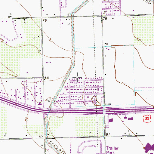 Topographic Map of Expressway Heights Colonia, TX