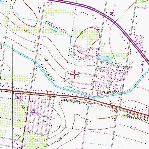 Topographic Map of Garza Estates Colonia, TX
