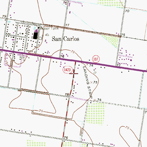 Topographic Map of Ebony Acres Colonia, TX