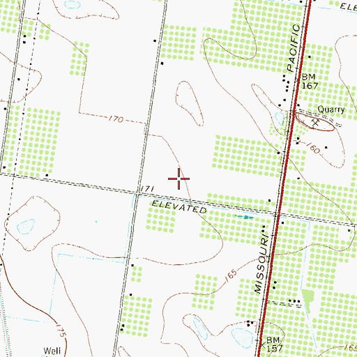 Topographic Map of Colonia Allende, TX