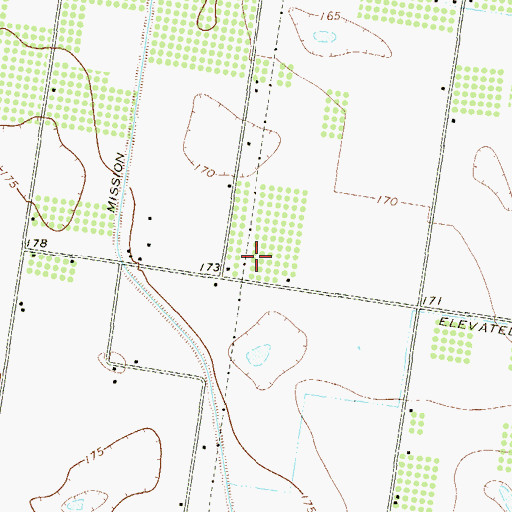 Topographic Map of Tres Amigos Colonia, TX