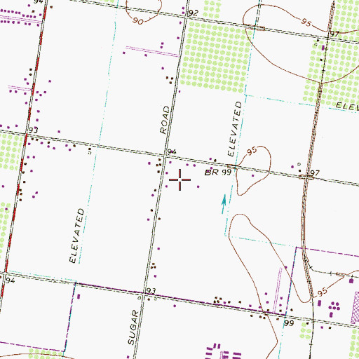Topographic Map of Sugar Acres Colonia, TX