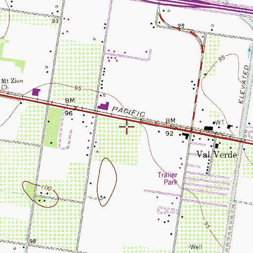 Topographic Map of Sun Grove Park Colonia, TX