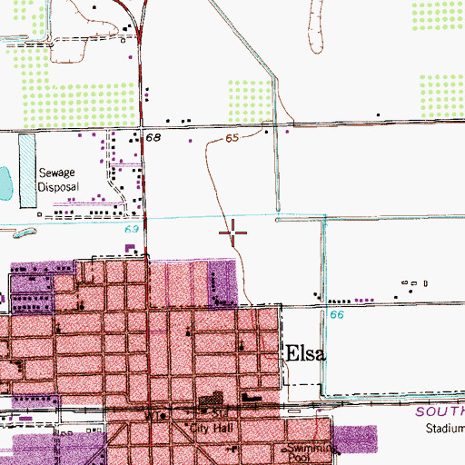 Topographic Map of Ten Acres Colonia, TX