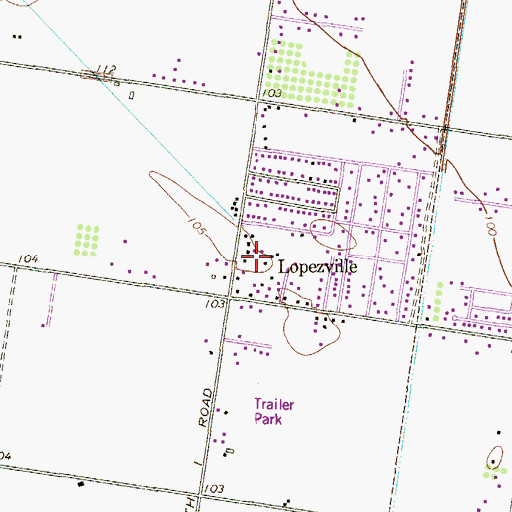 Topographic Map of Tiny Acres Colonia, TX