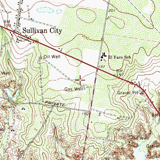 Topographic Map of Saint Clair Acres Colonia, TX