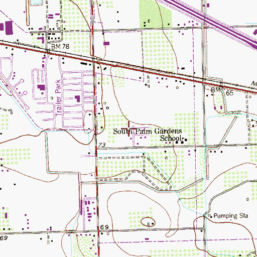 Topographic Map of South Palm Gardens Estates Number 1 Colonia, TX