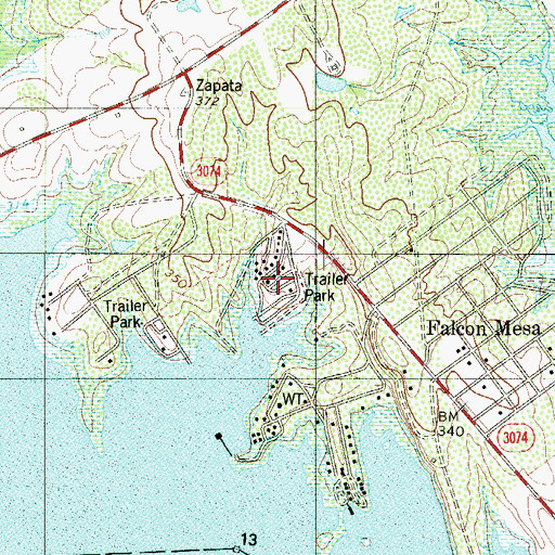 Topographic Map of Four Seasons Colonia, TX