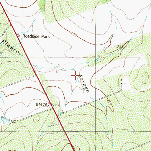 Topographic Map of Los Huisaches Colonia, TX