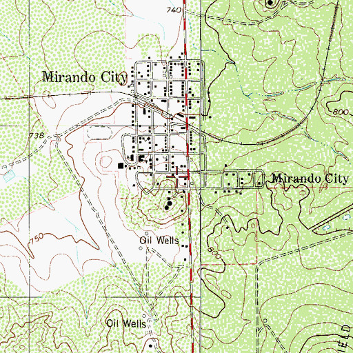Topographic Map of Mirando City Addition Colonia, TX