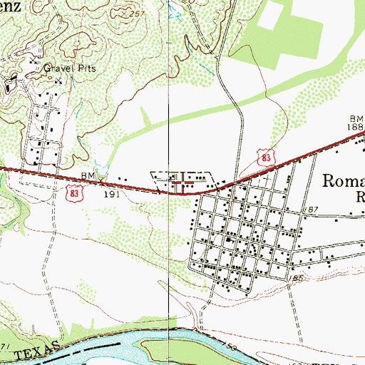 Topographic Map of Moreno Colonia, TX