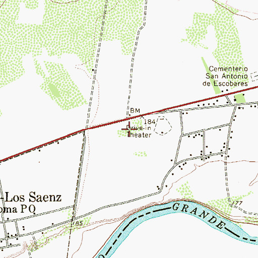 Topographic Map of Hackberry Colonia, TX