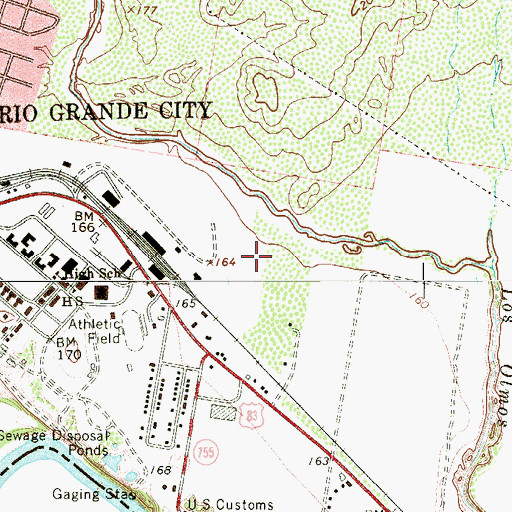 Topographic Map of Los Olmos Colonia, TX