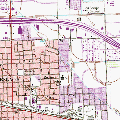 Topographic Map of Roosevelt School Colonia, TX
