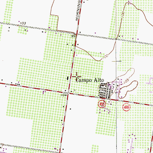 Topographic Map of Rancho Escondido Colonia, TX