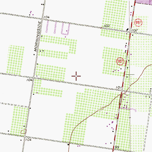 Topographic Map of Plumosa Village Colonia, TX