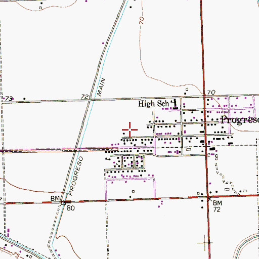 Topographic Map of Orchard Homes Addition Number 2 Colonia, TX