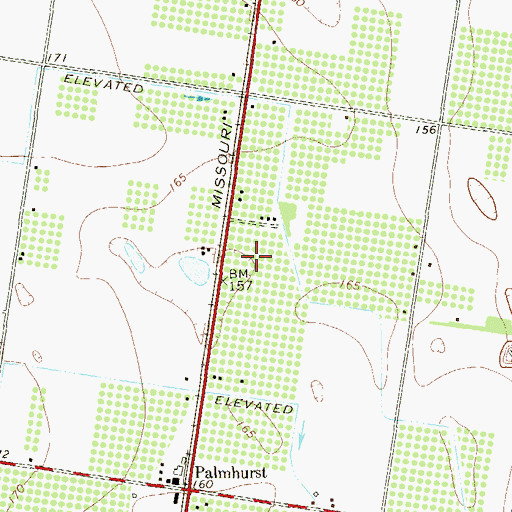 Topographic Map of Monica Acres Colonia, TX