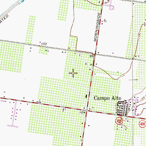 Topographic Map of Morningsun Colonia, TX