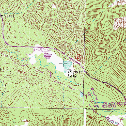 Topographic Map of Tagert Lake Dam, CO