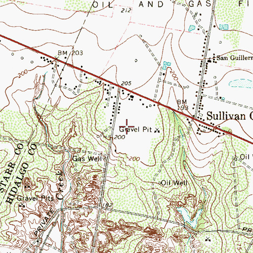 Topographic Map of Las Cuevas Colonia, TX