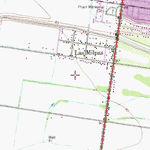Topographic Map of Las Fuentes Colonia, TX